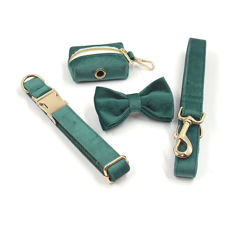 Dark Green Velvet Dog Collar