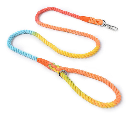 Rainbow Cotton Rope Dog Leash