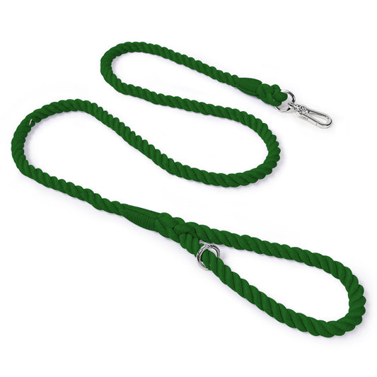 Dark Green Cotton Rope Dog Leash
