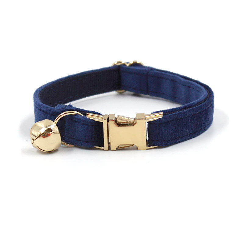 Navy Blue Velvet Cat Collar