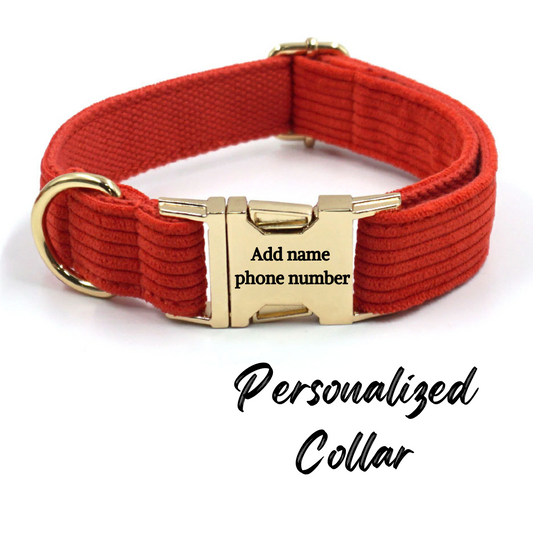 Corduroy Dog Collar Red