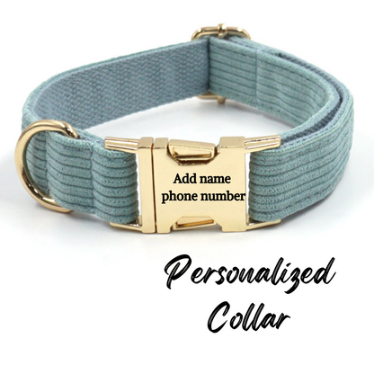 Corduroy Dog Collar Green Tea