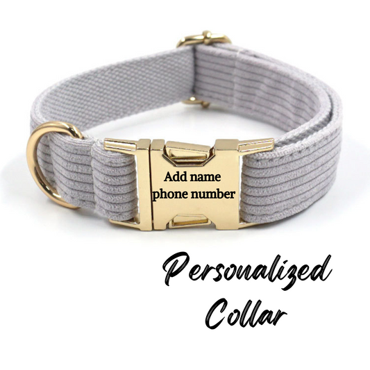 Corduroy Dog Collar Grey