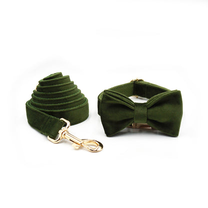 Velvet Dog Collar Army Green