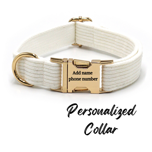 Corduroy Dog Collar White