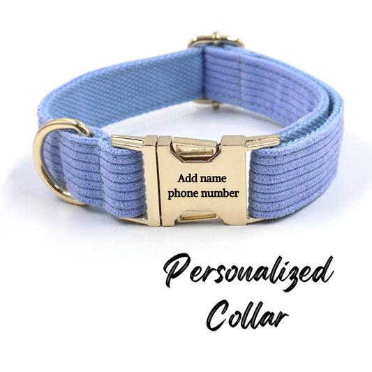 Corduroy Dog Collar Blue