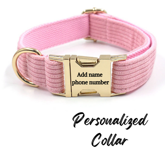 Corduroy Dog Collar Pink