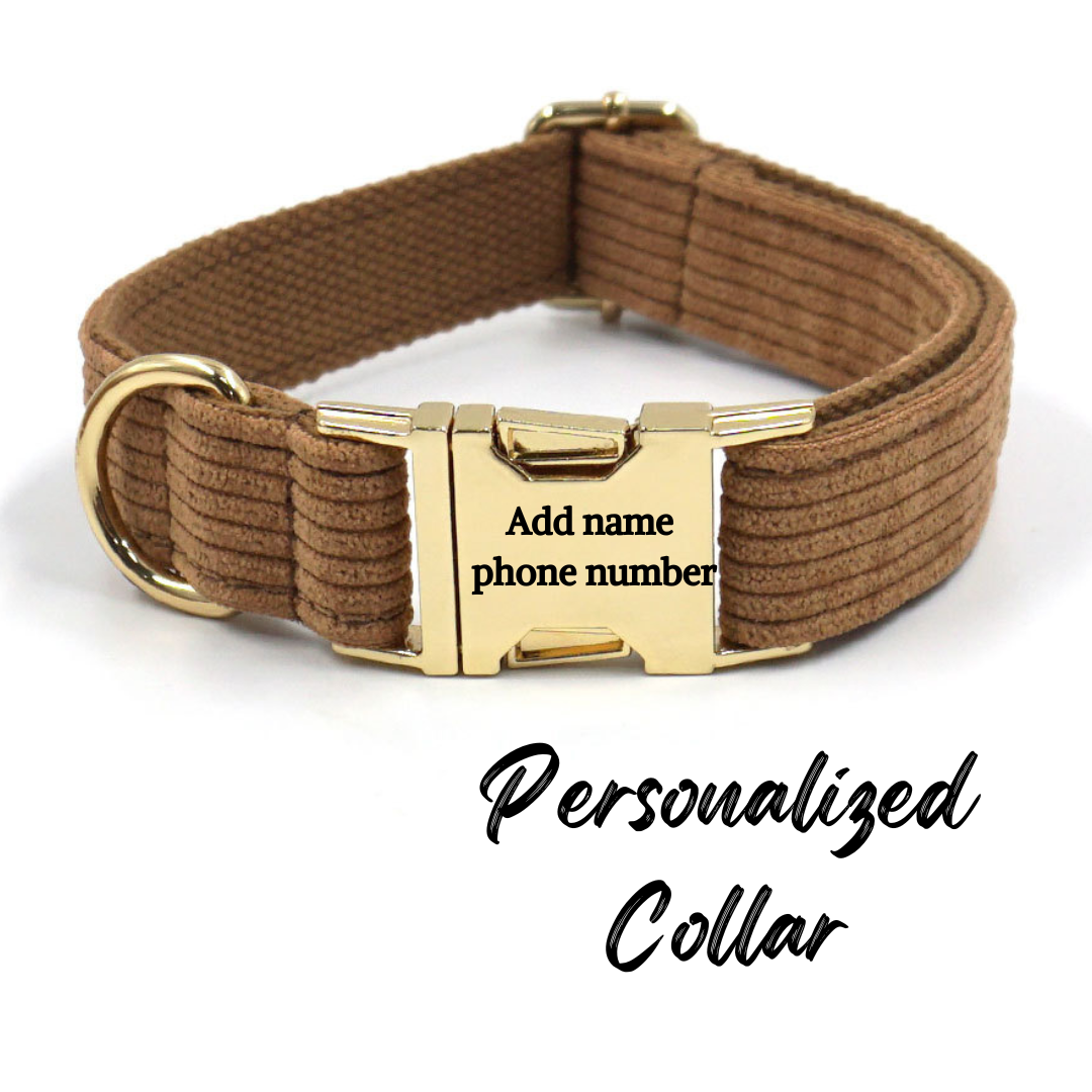 Corduroy Dog Collar Brown