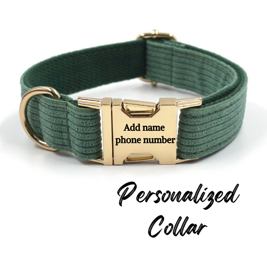 Corduroy Dog Collar Dark Green