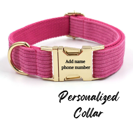 Corduroy Dog Collar Hot Pink