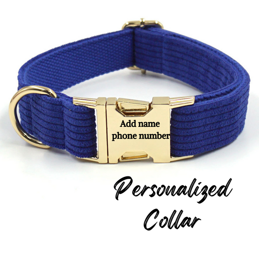 Corduroy Dog Collar Navy Blue