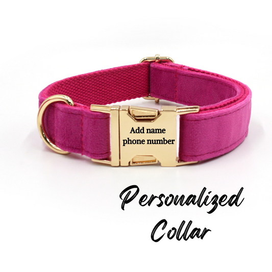 Velvet Dog Collar Hot Pink