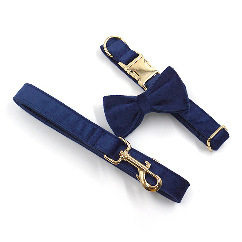 Velvet Dog Collar Navy Blue