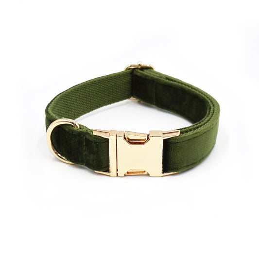 Velvet Dog Collar Army Green