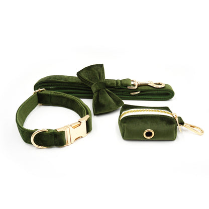 Velvet Dog Collar Army Green