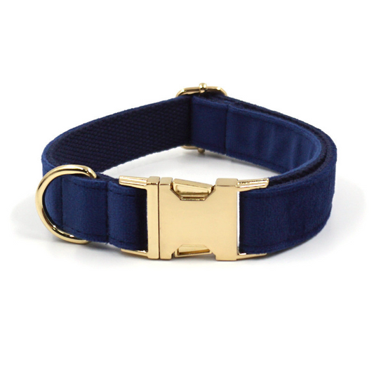 Velvet Dog Collar Navy Blue