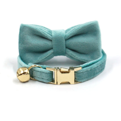 Lake green velvet cat collar