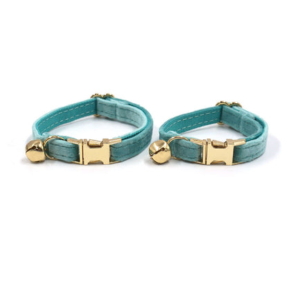 Lake green velvet cat collar