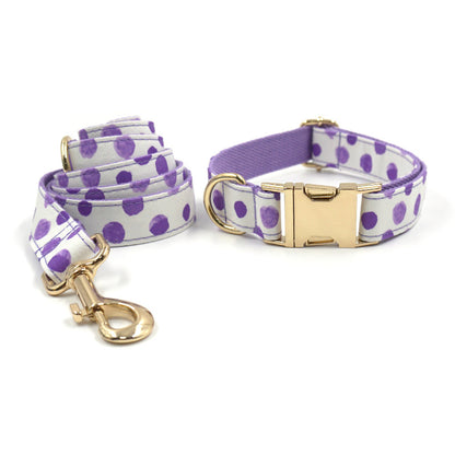 Personalized  Dog Collar Polka Dot Purple
