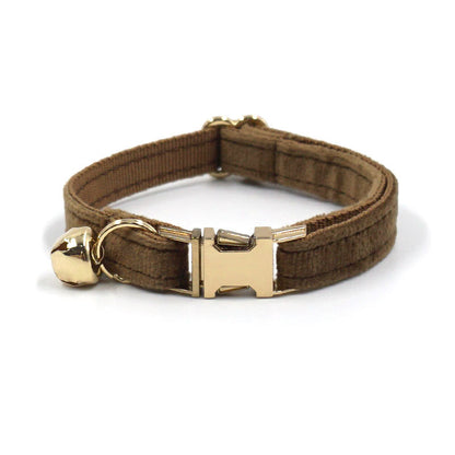 Brown velvet cat collar