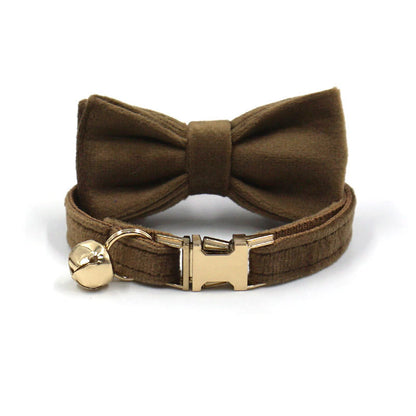 Brown velvet cat collar