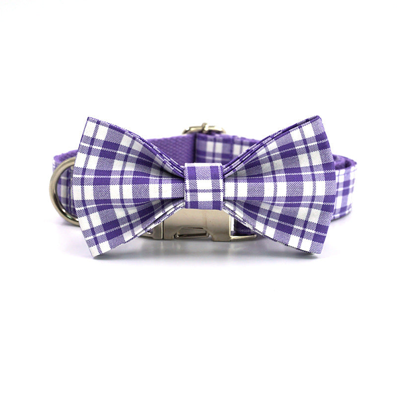 Purple Checked Dog Collar