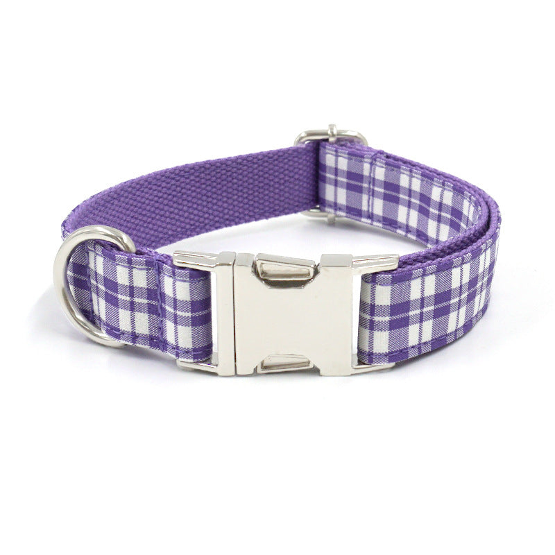 Purple Checked Dog Collar