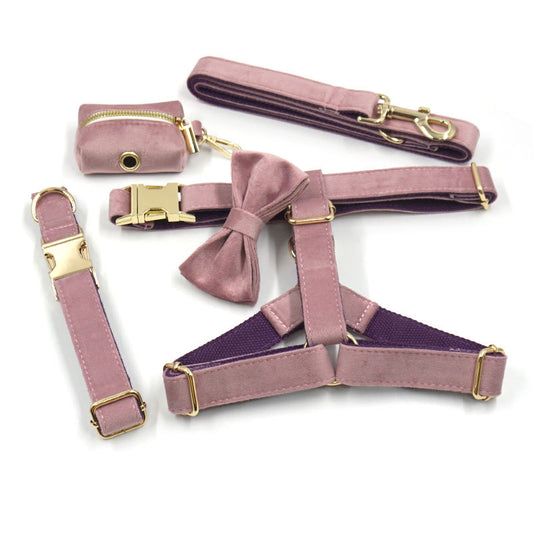 Garmet Pink Velvet Dog Harness