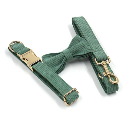 Corduroys Dark Green Dog Collar Set