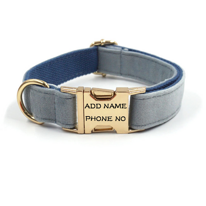 Velvet Dog Collar Haze Blue