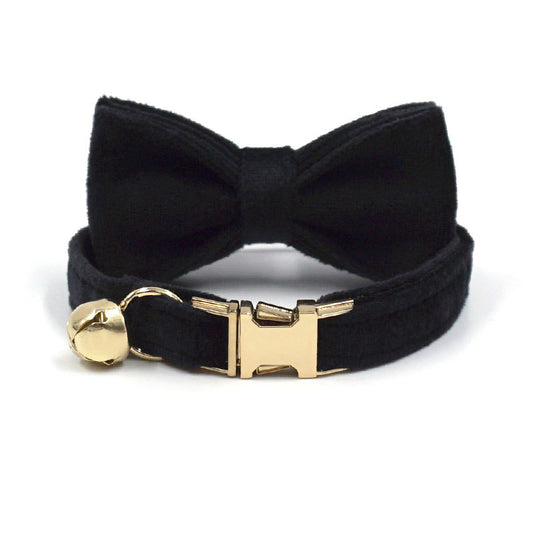 Black velvet cat collar